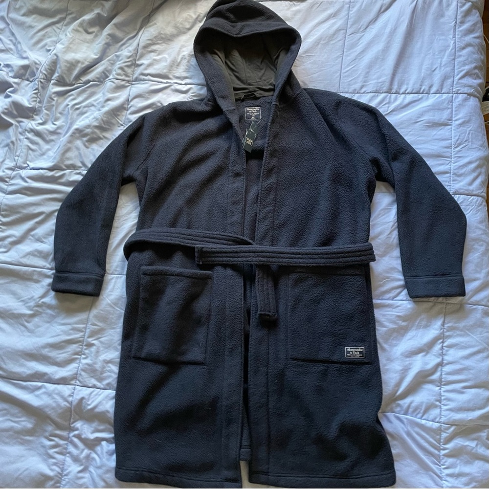Abercrombie & Fitch Sleep Navy Blue Belted Hooded Robe